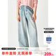 ELLE KIDS童裝  25年春季女童純棉淺色復(fù)古百搭寬松顯瘦微闊腿休閑牛仔褲 牛仔藍(lán) 165 （M）