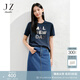 玖姿·安娜蔻【瞬涼】小香風(fēng)貼布繡涼感T恤女2025夏季新款 丈青 L