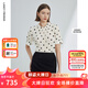 朗姿復(fù)古法式波點設(shè)計感短袖上衣襯衣女2024年夏新款通勤氣質(zhì)襯衫 米黃色 L
