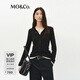MO&Co.上衣2025春新品天絲半開襟亨利領(lǐng)黑白兩件套MBE1TOP002 黑色 M M/165