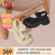 他她（TATA）休閑運(yùn)動(dòng)涼鞋女鞋厚底舒適沙灘涼鞋2025夏季新款 黑色 36
