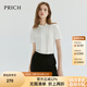 PRICH氣質(zhì)簡約半高領(lǐng)短袖襯衫2024夏季新款修身通勤知性上衣女 39象牙白色 XL 170