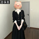 圣保美黑色襯衫連衣裙2025春秋季新款女士高級感通勤職場(chǎng)氣質(zhì)長(cháng)裙子顯瘦 【黑色】 M 碼