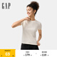 Gap女裝2025春季新款刺繡logo羅紋彈力短袖T恤簡約常規(guī)上衣761951 米白色 M (165/84A) 亞洲尺碼