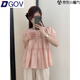 DGOV2025夏季新款小眾設計感褶皺圓領短袖襯衫女別致寬松小個子娃娃衫 粉色（zt） S 80-90斤