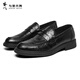 與狼共舞皮鞋男經(jīng)典款商務(wù)休閑簡(jiǎn)約正裝鞋舒適輕便耐磨防滑百搭鞋 黑色 38