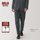 無印良品（MUJI） 男式 彈力針織 無褶 褲 男士長褲子春季款休閑褲 AE0Y1A4A 深灰色 S(165/72A)