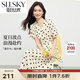 熙世界sllsky法式復(fù)古波點(diǎn)連衣裙夏季2025新款短袖收腰V領(lǐng)茶歇長裙子 杏底黑色波點(diǎn) M
