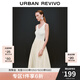 UR2025夏季新款女裝法式簡(jiǎn)約V領(lǐng)珍珠裝飾針織連衣裙UWG950131 裸杏色 S