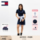 TOMMY JEANS【微彈顯瘦】25夏季女珠地棉氣質運動網球裙POLO連衣裙20302 藏青色C1G S