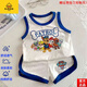 G.DUCKKIDS品牌高檔兒童純棉背心套裝2025新款男童汪汪隊(duì)無(wú)袖T恤寶寶坎肩上 官方旗艦無(wú)袖藍(lán)邊背心套裝#B87+短褲J8 90(建議身高75-85CM) 均碼