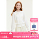 ELLE KIDS童裝 蝙蝠袖防曬空調(diào)衫女童夏季新款度假風(fēng)撞色繡花上衣 本白色 160 （S）