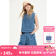 ELLE KIDS童裝 25夏季女童經(jīng)典度假風(fēng)圓領(lǐng)透氣兩面穿休閑牛仔馬甲背心 牛仔藍(lán) 165 (M)