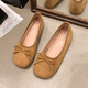 雷姆汀法式平底單鞋女2025芭蕾舞新款蝴蝶結鞋子淺口春季溫柔紅色晚晚鞋 卡其色 38
