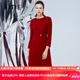 愛(ài)特愛(ài)（EITIE）氣質(zhì)高級(jí)感顯瘦純色羊毛呢連衣裙冬季新款A(yù)字正式裙7607303 蒲粉66 2XL 175
