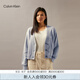 Calvin KleinJeans秋冬女士含羊毛混紡ck短款紐扣V領(lǐng)針織開衫毛衣J224775 P01-珍珠灰 S