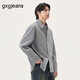 gxg.jeans男裝 藏青條紋繡花寬松長(cháng)袖襯衫 25年秋新品 藏青條紋# L (175)