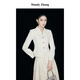 Mandy Zhang金絲嵌鉆氣質(zhì)白色小香風(fēng)外套女秋季知性風(fēng)翻領(lǐng)短款上衣 菱花白 S