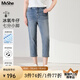 MsShe【冰氧吧涼感牛仔褲】大碼女裝2025夏裝顯瘦彈力七分小腳褲 牛仔淺藍(lán)色現(xiàn)貨 4XL