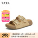 他她（TATA）勃肯鞋女棕色2025夏季新款厚底沙灘涼鞋女運動涼鞋 杏色（拖鞋款） 36