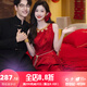 泰勒馬丁紅色新中式新娘旗袍敬酒服2025新款古裝婚紗結(jié)婚禮服出閣服回門服 HF058(贈(zèng)隨機(jī)腰帶1條) S