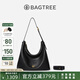 BAGTREE包包樹圖南植鞣皮hobo女包2025年新單肩斜挎包通勤餃子包七夕禮物 黑色-大號 贈斜挎延長肩帶 高級小眾