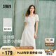 森馬（Semir）連衣裙女設(shè)計(jì)感重工繡花夏2025花邊翻領(lǐng)泡泡袖小白裙107425114041