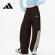 阿迪達斯 （adidas）運動(dòng)褲女寬松闊腿棉質(zhì)休閑舒適百搭毛圈布香蕉褲KC0290 深棕 XS