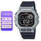 CASIO手表簡約復(fù)古ins風(fēng)學(xué)生小方塊十年電力多功能電子表戶外運動手表 WS-1400H-1B (十年電力)