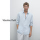 Massimo Dutti秋季新品2025男裝 職場高智感通勤風(fēng)修身版亞麻襯衫 00179726 天藍(lán)色 S (CN 175/92A)尺碼偏小