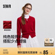 森馬（Semir）針織開衫女短款純色25春季疊穿圓領(lǐng)修身毛衫紅色109125106001