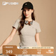 FILA FUSION斐樂潮牌女裝針織短袖衫2025秋季新款時尚休閑緊身T恤 麥粉灰-GY L 170/88A/L