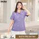 MsShe【減齡刺繡polo衫正肩短袖T恤】大碼女裝2025夏裝胖mm巨顯瘦 帆船刺繡-桔梗紫色現(xiàn)貨 3XL