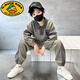 G.DUCKKIDS男童春裝衛(wèi)衣套裝潮牌2025新款兒童拼接加絨運(yùn)動(dòng)服春秋冬季男孩潮 綠色 150 cm