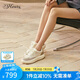 73Hours趙麗穎同款女鞋小熊玩偶2024冬季新品平底拼色系帶圓頭休閑鞋