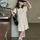 Svecymikov國際品牌女童連衣裙夏季2025新款大童學(xué)院風(fēng)polo裙公主裙兒童裝 灰白色 140 cm