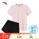 安踏速干套裝丨運(yùn)動(dòng)短袖短褲兩件套女夏季冰絲跑步吸濕透氣羽毛球服