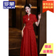 羅蒙品牌新中式旗袍改良敬酒服2025新款酒紅色新娘結婚晚禮服訂婚連衣 酒紅色 常規(guī)款(裙長88cm) S 80-90斤