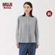 無(wú)印良品（MUJI）女式 木棉混雙層紗織長(zhǎng)袖罩衫女士襯衫襯衣25年秋季新品女裝 深灰色條紋 M (160/84A)