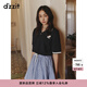 DZZIT地素連衣裙2025夏季新款復(fù)古深藍(lán)格子拼接小翻領(lǐng)短裙女3J2O4383T 深藍(lán)色（半身裙） S