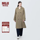 無(wú)印良品（MUJI）女式 不易沾水 雙排扣大衣外套女款風(fēng)衣春季外衣女裝女士BDE33C4S 米色 L （165/88A）