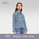 OVV2024春夏新款女裝意大利進(jìn)口面料刺繡翻領(lǐng)休閑牛仔外套 藍(lán)灰（凈色）01 M