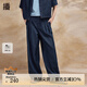 播黑色闊腿牛仔褲女2024春季新款小個子顯瘦直筒長褲DDR2KD5554 B89深牛仔藍 S