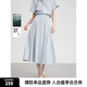 ELLE法式通勤風(fēng)半身裙女2025夏季新款萊賽爾天絲簡(jiǎn)約時(shí)尚傘裙長(zhǎng)裙 藍(lán)色 L