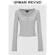 UR2025秋季新款女裝簡(jiǎn)約休閑木耳邊紐扣長(cháng)袖T恤UWH450115