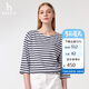 哈吉斯（HAZZYS）女裝25春PHIZ七分袖T恤ABTSE0CAX05 藏青色NV XL(170/92A42)