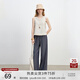自巧小個子波嬉度假風(fēng)復(fù)古條紋背心女2025夏季新款亞麻無袖上衣 藍(lán)白條 XS （2碼）