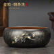 京也純黃銅茶洗輕奢高端建水廢水缸洗杯盆日式禪意水盂高顏值杯洗大號 金松-純黃銅茶洗