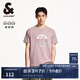 杰克·瓊斯（JACK&JONES）男裝25年短袖T恤男士夏季100%純棉高端重磅休閑復古數字印花半袖 C18塵埃粉 常規(guī) M
