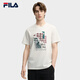 FILA 斐樂官方藝術(shù)家聯(lián)名針織男裝短袖2025秋新款時尚休閑涼感刺繡T恤 云菇白-WT L 175/96A/L
